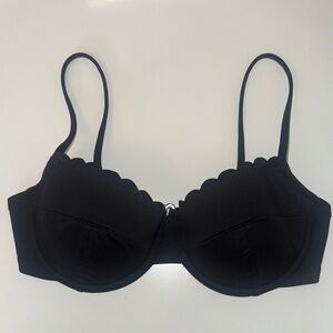 J. Crew Black Scalloped Edge Underwire Bra